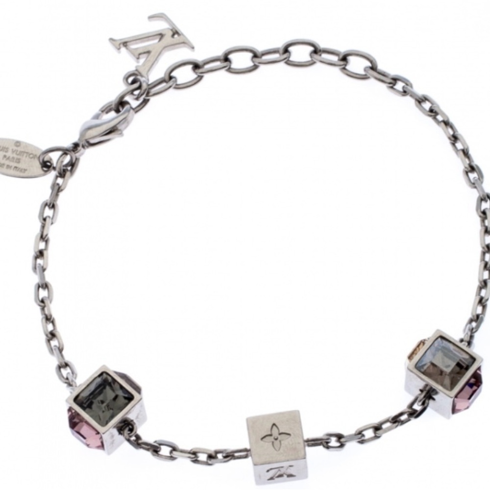 Guaranteed Authentic Louis Vuitton Gamble Crystal Silver Tone Bracelet